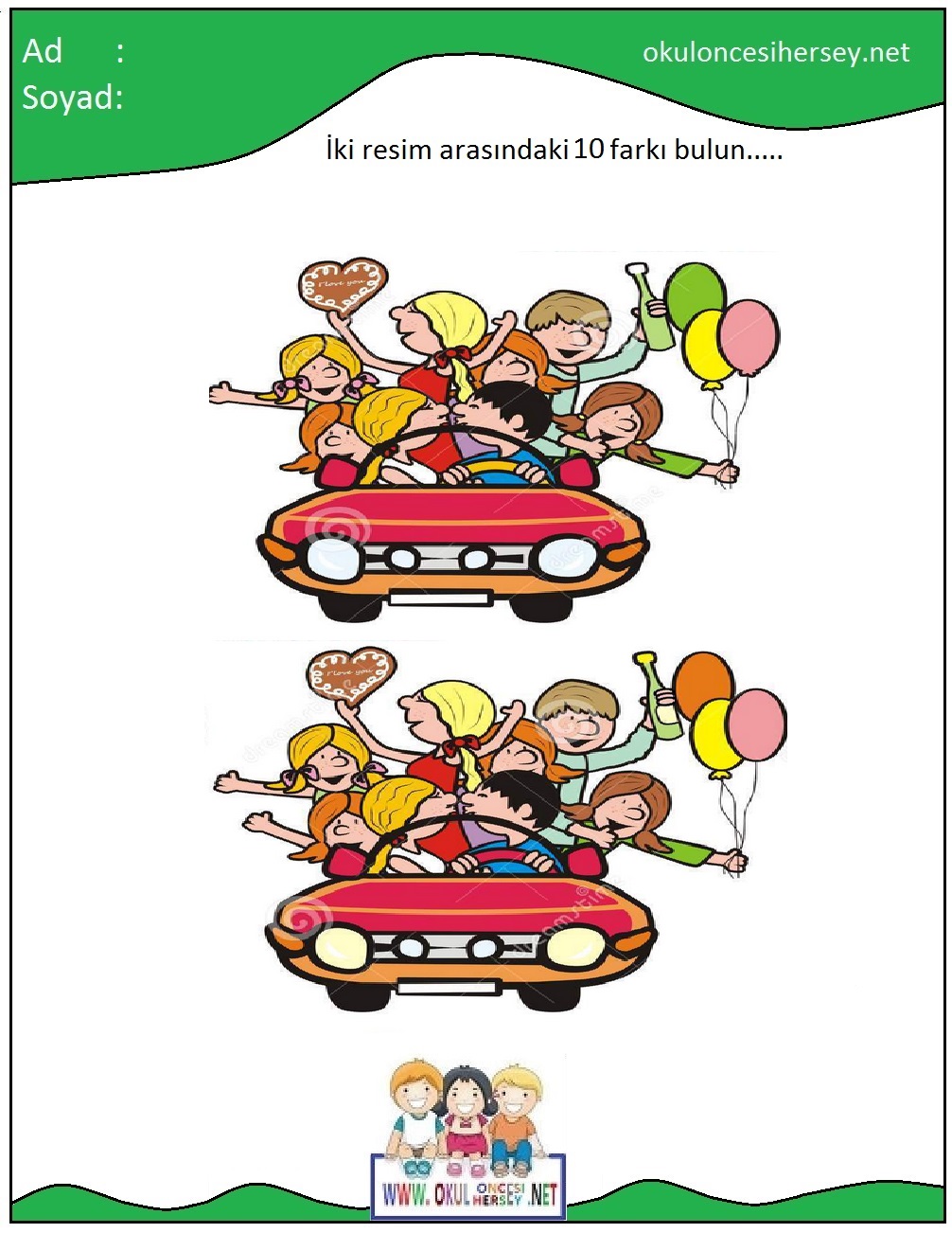 okul öncesi İki Resim Arasındaki Farkı Bul